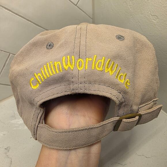 Rare Champion Parrot Chillin Worldwide Embroidered Tan Dad Hat Adjustable Y2K - Picture 3 of 4